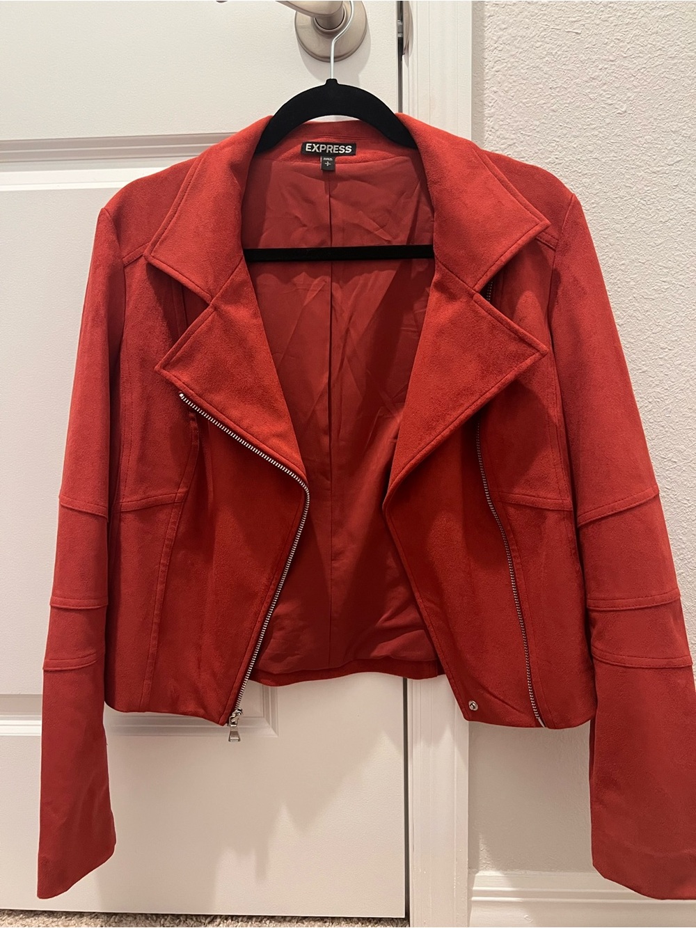 Express Burnt Orange Faux Suede Moto Jacket - Size Small